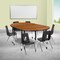 Flash Furniture Mobile 76" Oval Wave Oak Table Set-16" Chairs XU-GRP-16CH-A3048CON-48-OAK-T-A-CAS-GG - alternate 1